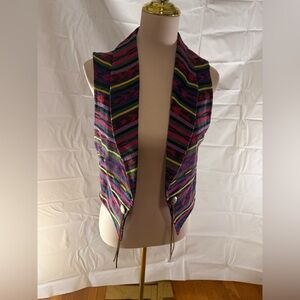 Vintage Central Falls Boho Multicolor Striped Women's Southwestern Vest